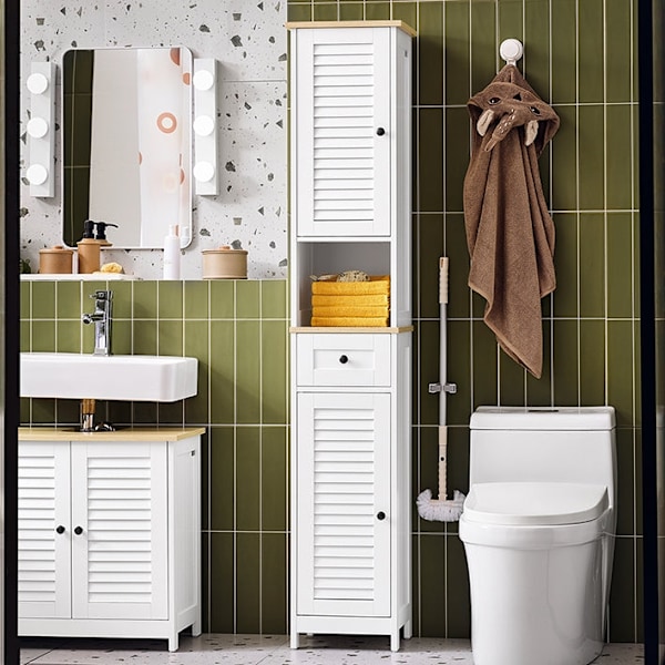 Rootz Tall Badrumskåp - högt förvaringsskåp - MDF -skåp - Luftpermeabel design - 32x170x30cm