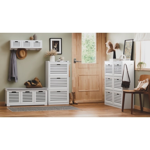 Rootz Skoskåp med 6 flikar - Skotips - Skolåda - Mångsidig förvaring - Utrymmesbesparande design - Enkel montering - Vit - 115cm x 112cm x 30cm