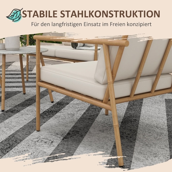 Rootz 5-delt havemøbelsæt - Udendørs siddepladser - Terrassesæt - Kompromisløs stabilitet - Naturlig æstetik - Elegant marmorlook - To-personers sofa: