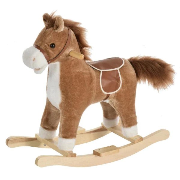 Rootz Rocking Animal - Rocking Horse - Baby Rocking Animal - Animal Sounds Toy - Brown - 65 x 32.5 x 61 cm