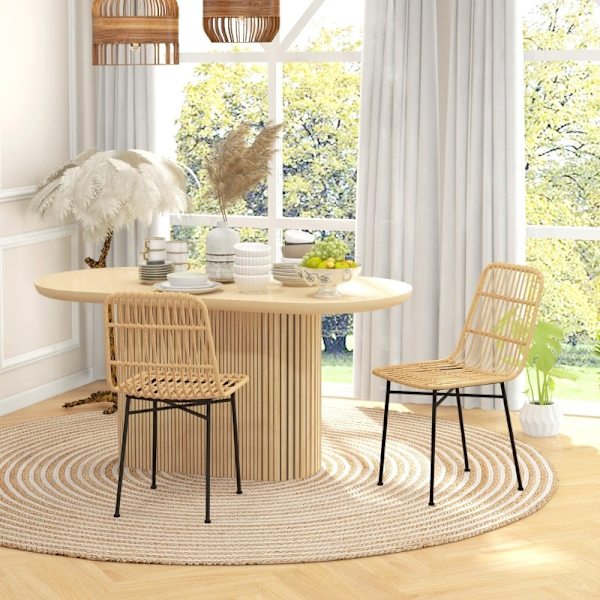 Rootz Matstolsset - Köksstol - Boho Style - Hållbar konstruktion - Golvskydd - Mångsidig design - 45cm x 57cm x 83cm - Naturlig + Svart