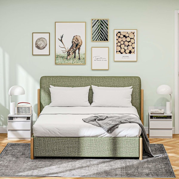 Rootz Bedside Table Sæt på 2 - Natbord - Sideborde - Moderne minimalistisk design - Hvid - 39,6L x 32,3W x 50,4h cm