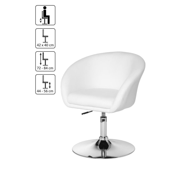 Rootz design relaxfåtölj loungefåtölj syntetisk läder cocktailfåtölj vit - Vridfåtölj - Matsalsstol 120 kg - Klubbfåtölj läderlook - Snurrstol Modern