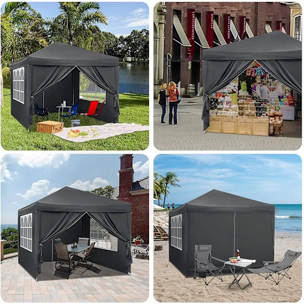 Rootz Premium Outdoor Gazebo - Event Pavillion - Have baldakin - Robust, vandtæt, UV-beskyttelse - Nem opsætning - 3x3m - Metalramme, 210D Oxford stof