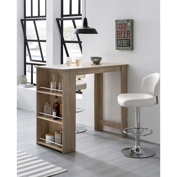 Rootz Sonoma 120 x 107,5 x 60 cm Barbord Træ køkkenbord - Bardisk med integreret hylde - Bar Bistro Bord Køkken Rektangulært - Festbord træbord - Vægm