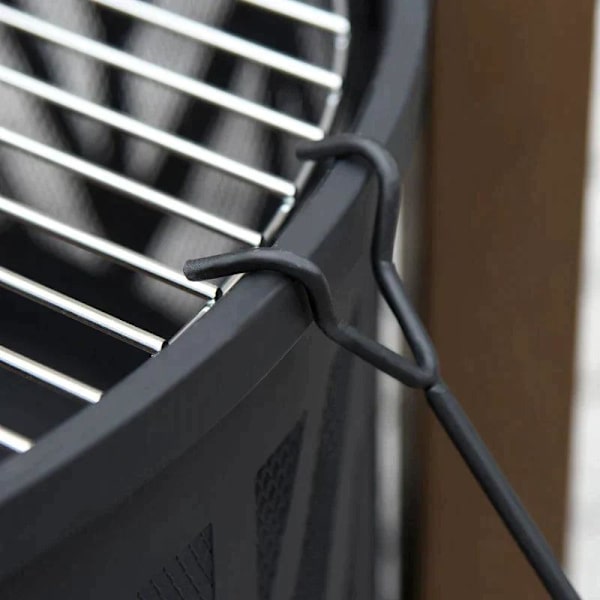 Rootz 2-i-1 Ildsted - Ildsted med gnistbeskyttelse - Ildsted med grillmad - Grillrist - Have - BBQ - Sort/Brun - Ф78 x 60H cm