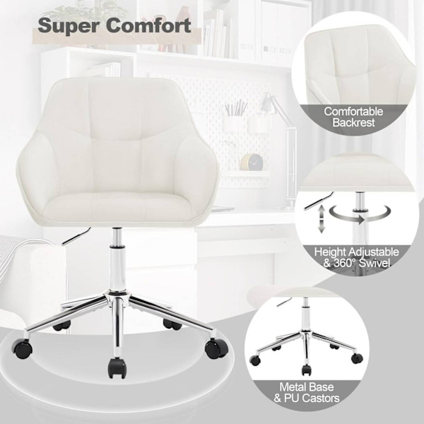 Rootz Velvet Kontorstol - Ergonomisk skrivebordsstol - Drejestol - Højdensitetsskumpolstring - Højdejusterbar - 61 cm x (81-90) cm x 56 cm