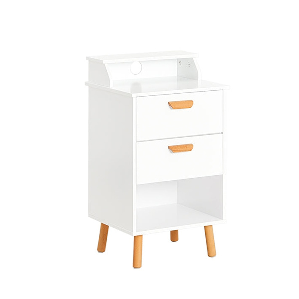 Rootz Sengebord - Natbord - Sidebord - Funktionelt med privatliv - Trådhul til opladning - Robuste bøgeben - 40 cm x 71 cm x 35 cm
