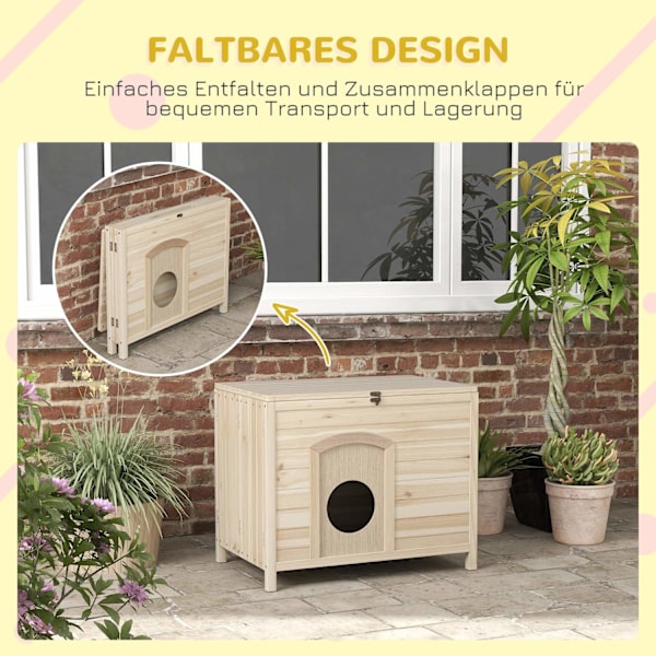 Rootz Small Pet House - Cat Shelter - Dwarf Rabbit Abode - Foldbar Wood - 78cm x 51 cm x 62 cm