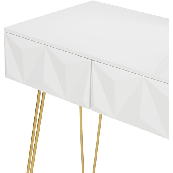 Rootz Elegant sminkebordssæt - Sminkebord - Makeup skrivebord - Stabilt og holdbart - Effektiv opbevaring - Luksuriøs komfort - 100 cm x 79 cm x 40 cm