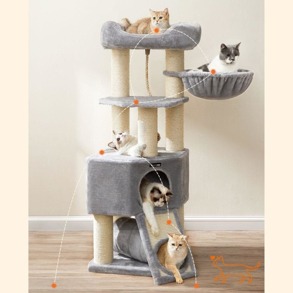 Rootz Cat Tree - Kradsestolpe med tunnel - Ridsestolpe med katte