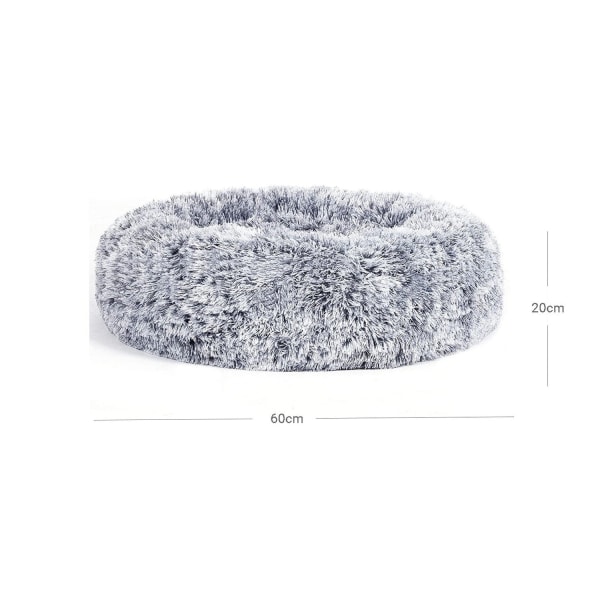 Rootz Donut Hundeseng - Pet Sofa - Memory Foam Seng - Plysmateriale - Komfortabel og holdbar - 60 cm x 20 cm - Grå