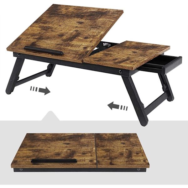 Rootz Laptopställ - Laptophållare - För säng och soffa - Frukostbord - Höjdjusterbar - 15,6 tum - Brun - Svart - Industriell