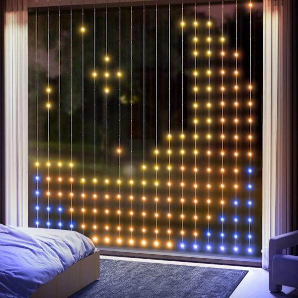 Rootz -gardin med 400 LED -lys - strenglamper - Dynamisk belysning - Musiksynkronisering - Wi -Fi -kontrol - 300 cm x 300 cm