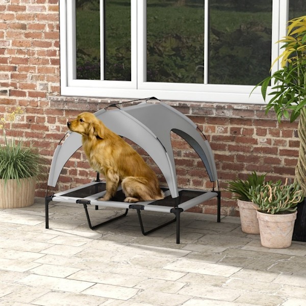 Rootz Hundeseng - Kølende himmelseng - Åndbart mesh - Vandafvisende stof - Oxford - Rivefast - Stålramme - 106cm x 76cm x 94cm