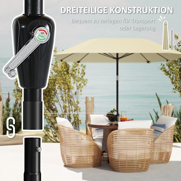 Rootz 2,33m Parasol -sateenvarjo - Terassi -näyttö - Sun Shade - UV -suojaus - 2,33m x 2,33m x 2,4m