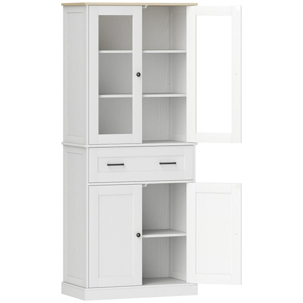 Rootz Kitchen Cabinet - Buffet - Akrylfrontskuffer - Ekstra opbevaring - 76 x 40 x 182,5 cm hvid