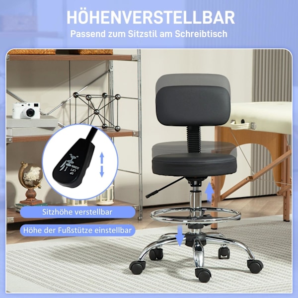 Rootz Ergonomic Office Chair - Compact Swivel Chair - Höjd justerbar stol - Vattentät läder - 52 cm x 52 cm x 78-92 cm