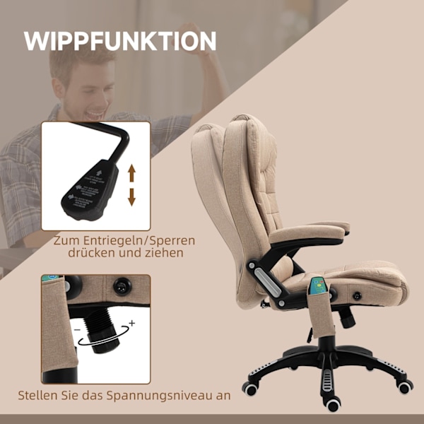 Rootz Massagestol med värmefunktion - Ergonomisk skrivbordsstol - Höjd justerbar - främjar blodcirkulation - 68L x 72W x 110-120H CM - Brun