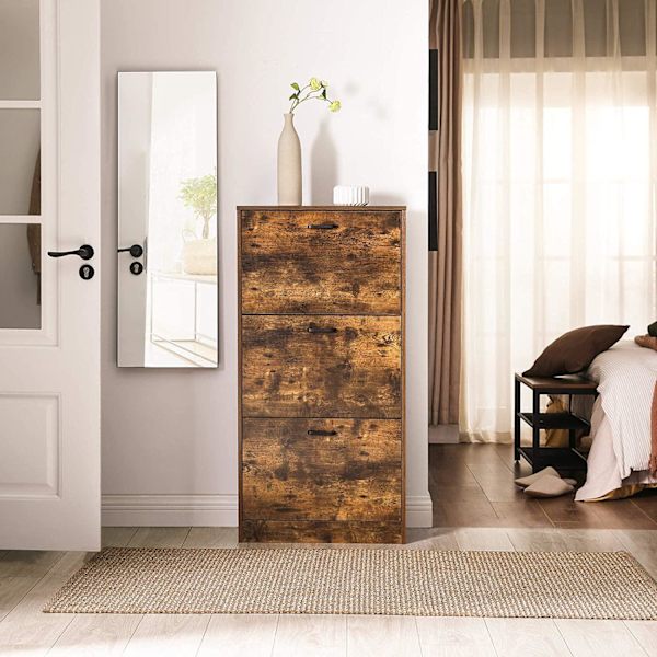 Rootz Skoskab - Organizer - 3 hængslede døre - Brun - Forarbejdet træ - 60 x 24 x 120 cm