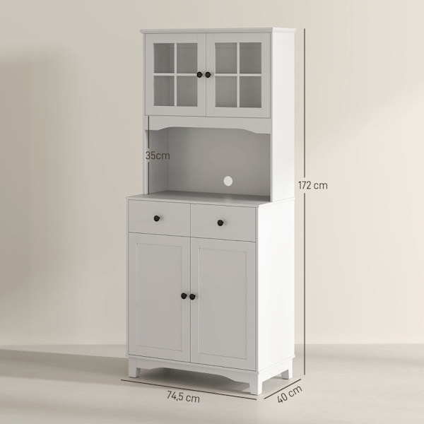 Rootz-vitriinikaappi - Eteisen kaappi - Keittiön kaappi - Säädettävät hyllyt - 74,5W x 40D x 172K cm