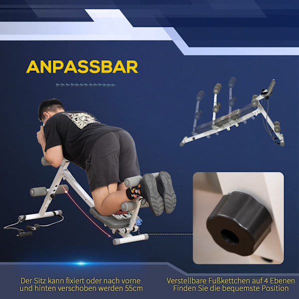 Rootz 2 i 1 Sit -Up -træner - Abdominal Trainer - Fitness Equipment - LCD Monitor - Steel Frame - 117 cm x 46 cm x 70 cm