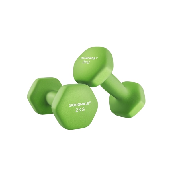 Rootz 4 kg neoprenbelagda hantlar - Grön - Gjutjärn - Styrketräning - Komfortgrepp - Kompakt storlek - 16cm x 8cm x 10cm - Set med 2