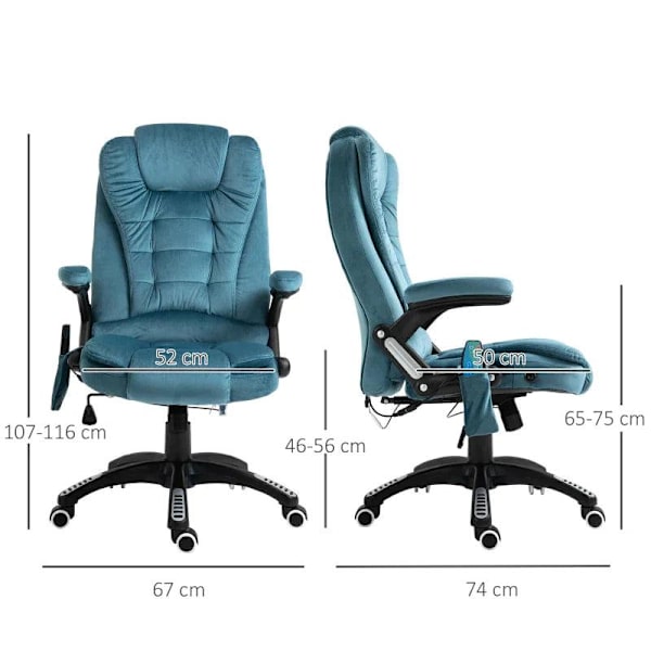 Rootz Massagestol - Drejestol - Spillestol - Kontorstol - Blå - 67 x 74 x 107-116 cm