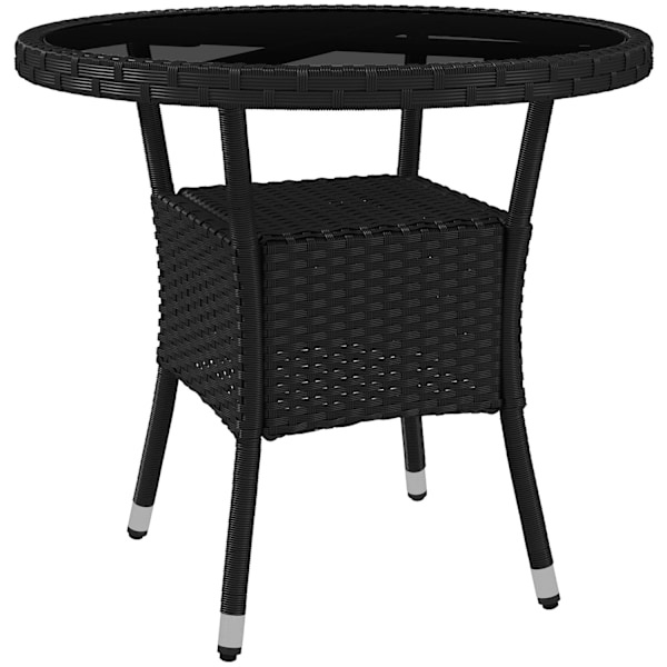 Rootz Round Garden Table - Patio Bord - Udendørs bord - UV -resistent - Ø80 x 75H cm - Hyggelig -chic stil - 1 hylde - let rent tempereret glas