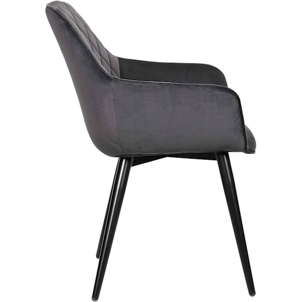 Rootz sæt med 6 spisestuestole i fløjl - Komfortable stole - Stilfulde siddepladser - Højdensitetsskum - Robuste metalben - Justerbare fodpuder - 84 c