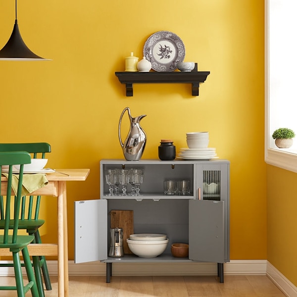 Rootz Moderne køkkenskab - Skænk - Entreskab - Kommode - MDF og metalkonstruktion - Justerbare hylder - Anti-Tip Design - 80cm x 75cm x 35cm