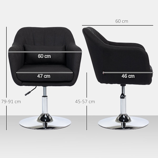 Rootz Swivel Office Stol - Højdejusterbar - Roterende lænestol - Maksimal komfort - 60 cm x 60 cm x 79-91 cm - Sort