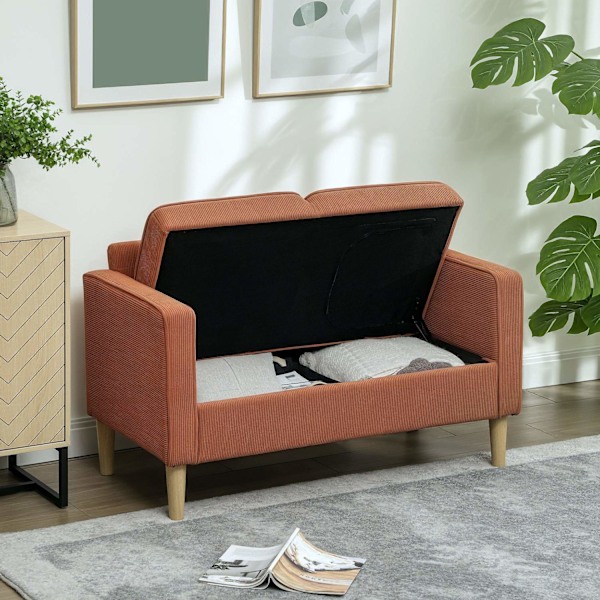 Rootz Two Seater Sofa - Mini Couch - Loveseat - Storage Race Efficiency - 117 x 63 x 79 cm lyserød
