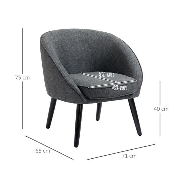 Rootz Lounge Chair - Cocktailstol - Stuestol - Kontorstol - Polstret stol til stuen - Soveværelse - Børneværelse - Spisestue - Moderne Med Linnedlook