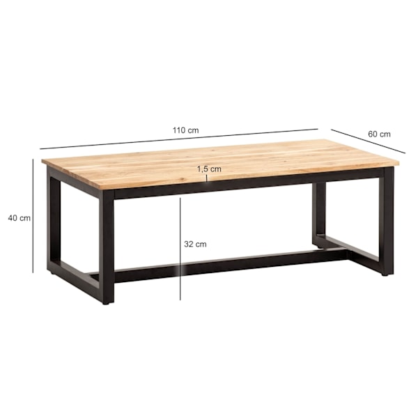 Rootz Large sofabord - Moderne industriel sofabord - Rektangulært bord - Unikt håndlavet design - 110 cm x 60 cm x 40 cm