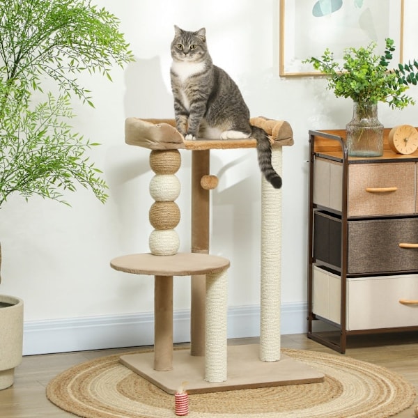 Rootz Luxurious Cat Tree - Raapimistolppa - Kitty Tower - Comfort isommille kissoille - 56L x 54L x 86K cm