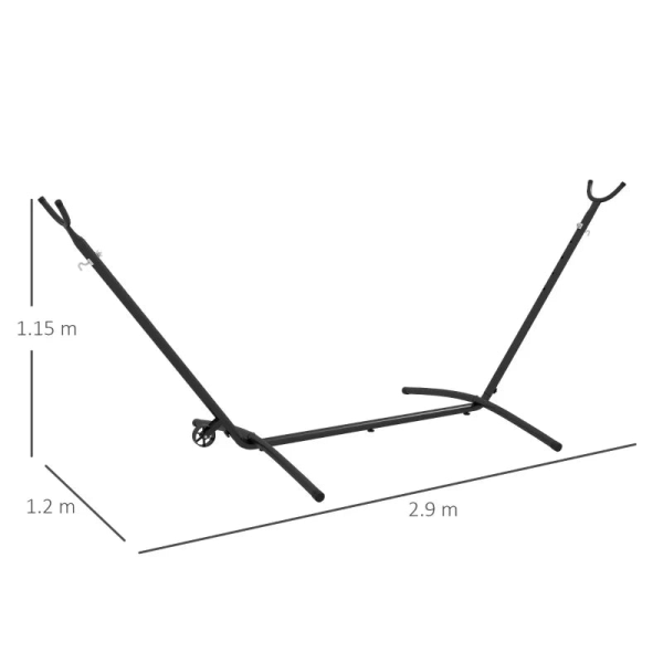 Rootz Hängmatta Stativ - Väderbeständig - Justerbar storlek - Bärväska - Hängstolar - Stål - Svart - 290cm X 120cm X 115cm