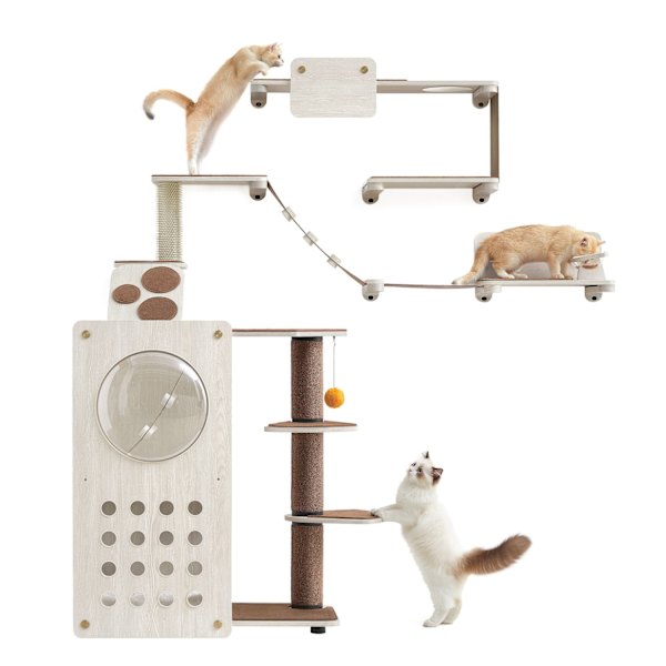 Rootz Cat møbelsæt - Kradsestolpe - Kattetårn - Katteklatretræ - Spånplade - Bomuldslinnedstof - Fyrretræ - 200 cm x 200 cm x 43,8 kg