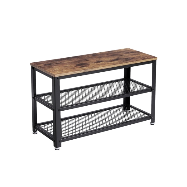 Rootz Skostativ - Skoopbevaring - Skoopbevaring - Kompakt og funktionel - Pladsbesparende design - 73 cm x 45 cm x 30 cm - Vintage Brun-Sort - Spånpla