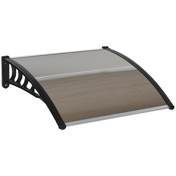 Rootz Door Roofing - Canopy Markise - Vejrskjold - Beskytter mod regn, vind & hagl - 103 x 96,5 x 27 cm - Brun polycarbonat & aluminium