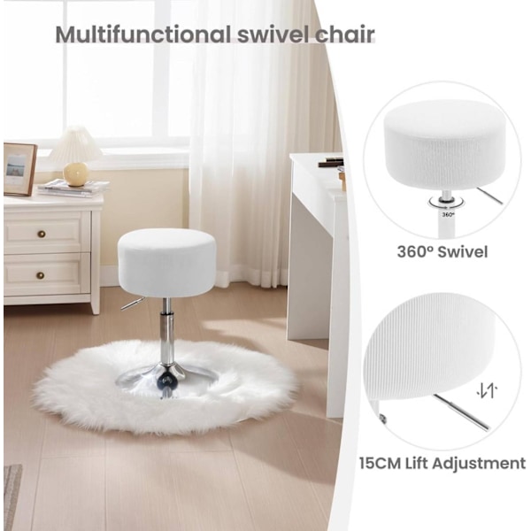 Rootz Corduroy justerbar svängbar pall - Sminkstol - Möbelsittplatser - Andningsbar sits - 33,5 cm x (52-67 cm) x 33,5 cm