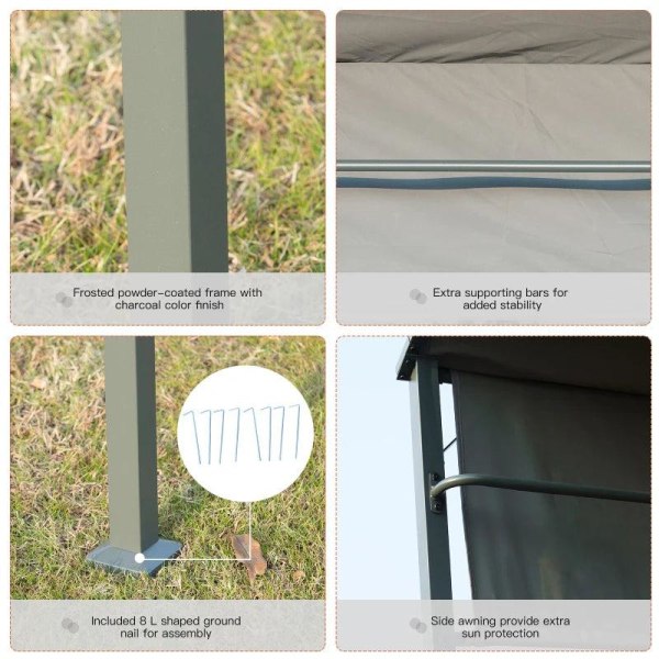 Rootz Grill Pavilion BBQ - Sort, Grå - Metal, Polyester - 85,82 cm x 54,33 cm x 85,04 cm