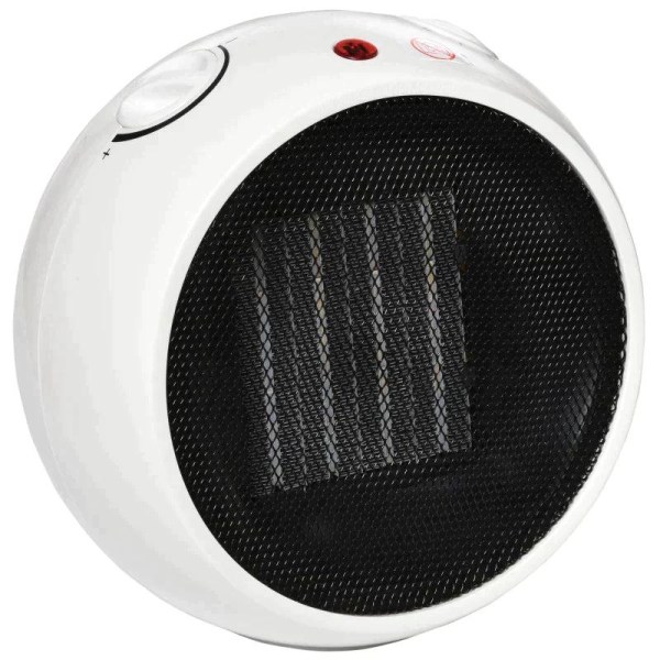Rootz Varmelegeme - Varmeblæser - Elvarmelegeme - 900w/1500w - PP Plast - Hvid/Sort - 22 x 18,5 x 21 cm