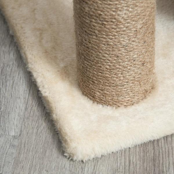 Rootz Cat kradsestolpe - Inklusiv legetøj - Katteseng - Spånplade - Plys - Sisal - Lysebrun - 60 Cm X 30 Cm X 76 Cm