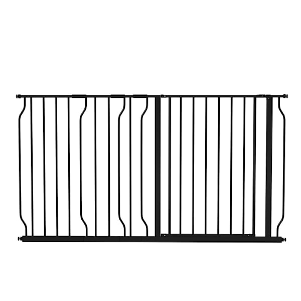 Rootz Pet Safety Door Guard - Pet Gate - Hundeport - Dobbelt låsemekanisme - 145 cm x 76 cm - Stål og ABS - Justerbar bredde - Sort