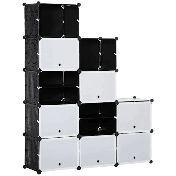 Rootz skoskab - træhammer - sort klemme - plast + stål - sort + hvid - 125 x 32 x 125 cm