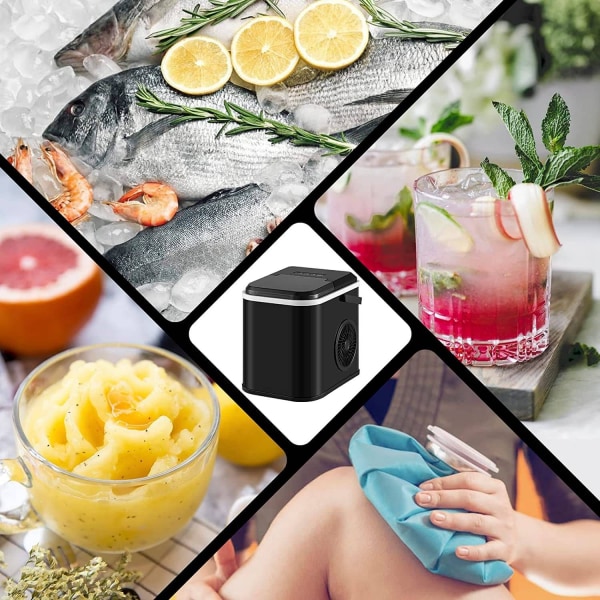 Rootz Portable Ice Cube Maker - Självrengörande ismaskin - Snabb isproduktion - Kompakt design - Tyst drift - 30,5 x 28,2 x 22,2 cm