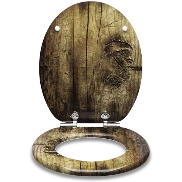 Rootz Toalettsits med mjukstängningsmekanism - Antibakteriell - Universal O-formad - Anti-halk - Lätt att montera - MDF - 37,8x43,8 cm - Oval