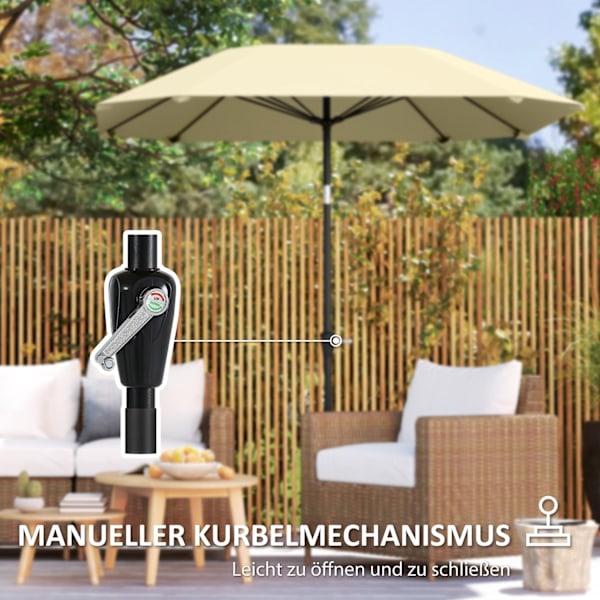Rootz 2,33m Parasol -sateenvarjo - Terassi -näyttö - Sun Shade - UV -suojaus - 2,33m x 2,33m x 2,4m