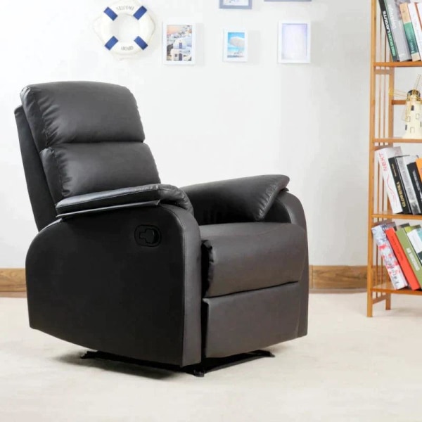 Rootz Lænestol - Hvilestol - Tv-stol - Sofastol - Hjørneskrivebord med CPU-stativ - Justerbar - Ergonomisk - Kunstlæder - Stål - Brun - 75 x 92 x 99 c